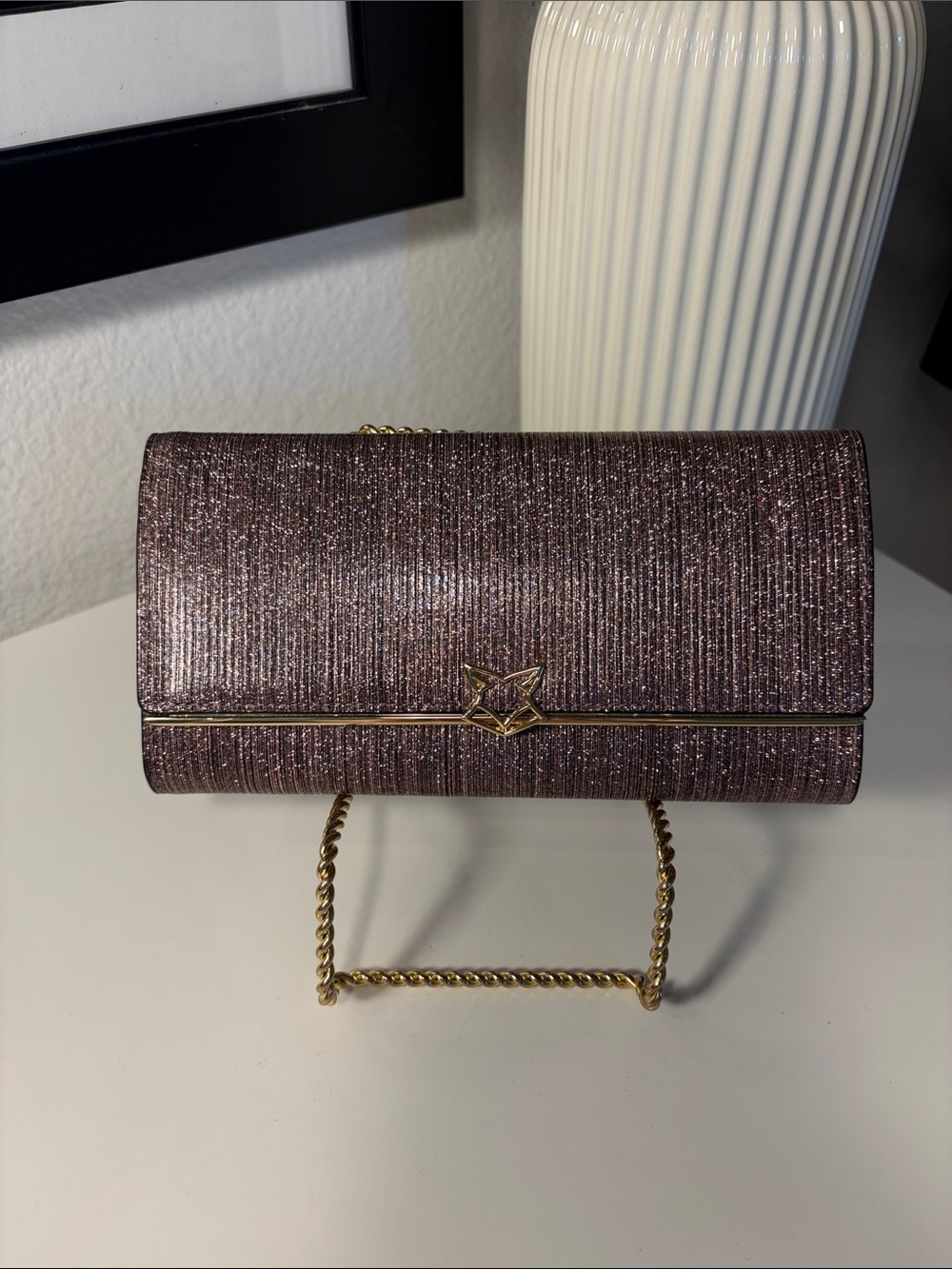 NWOT FOXER Leather Glitter Bifold Clutch Wallet